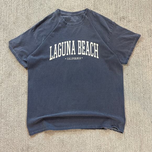 Blue Laguna Beach California Spell-Out Graphic T-Shirt - Picture 1 of 5